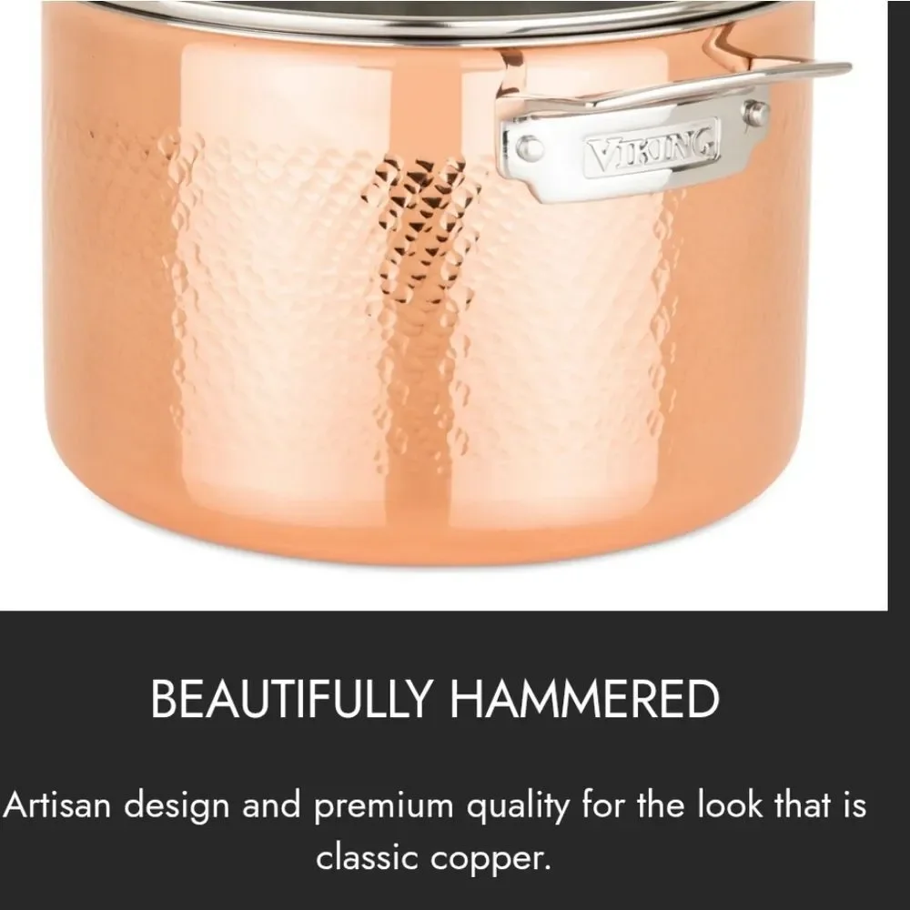 Viking Hammered Copper Clad 3-Ply 8QT Stock Pot w/ Lid